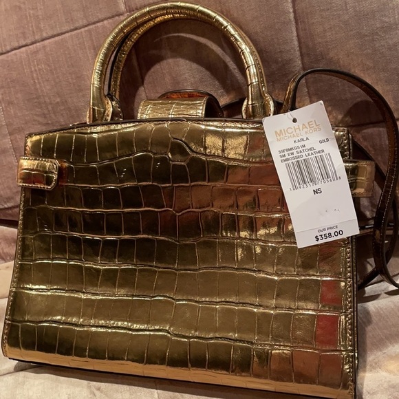 MICHAEL Kors Gold Leather Alligator Handbag or Crossbody NWTS - Picture 5 of 11